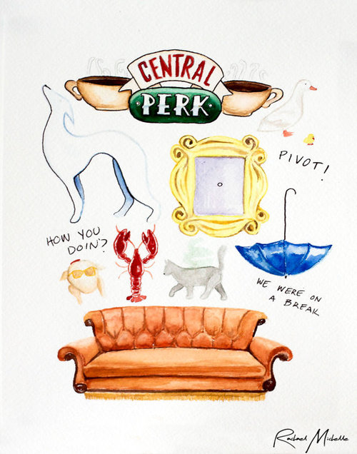 500x636 Friends Tv Show Watercolor Illustration By Rachaelmichelleart