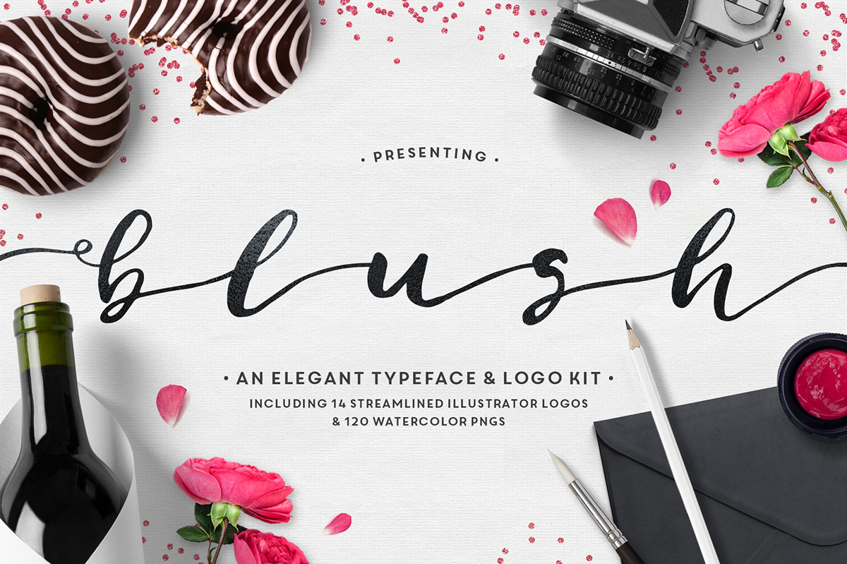 1200x799 Blush Typeface + Watercolor Logo Kit On Behance