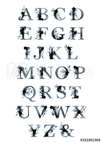 357x500 Floral Typeface Set. Poster Capital Letters Of The Latin. Letters