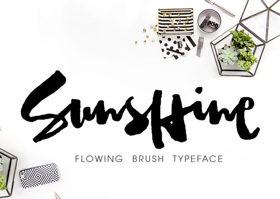 570x405 Sunshine, Stylish Brush Font, Digital Fonts Download Watercolor
