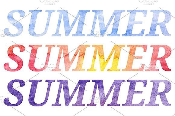 580x386 Watercolor Summer Word Vector. Typeface