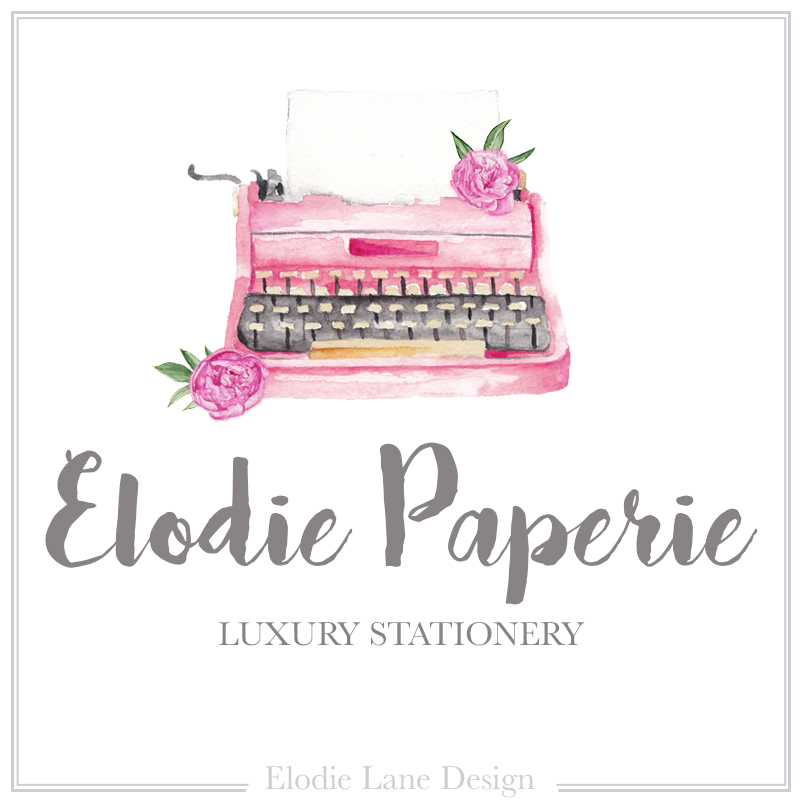 800x800 Premade Watercolour Typewriter Logo Design