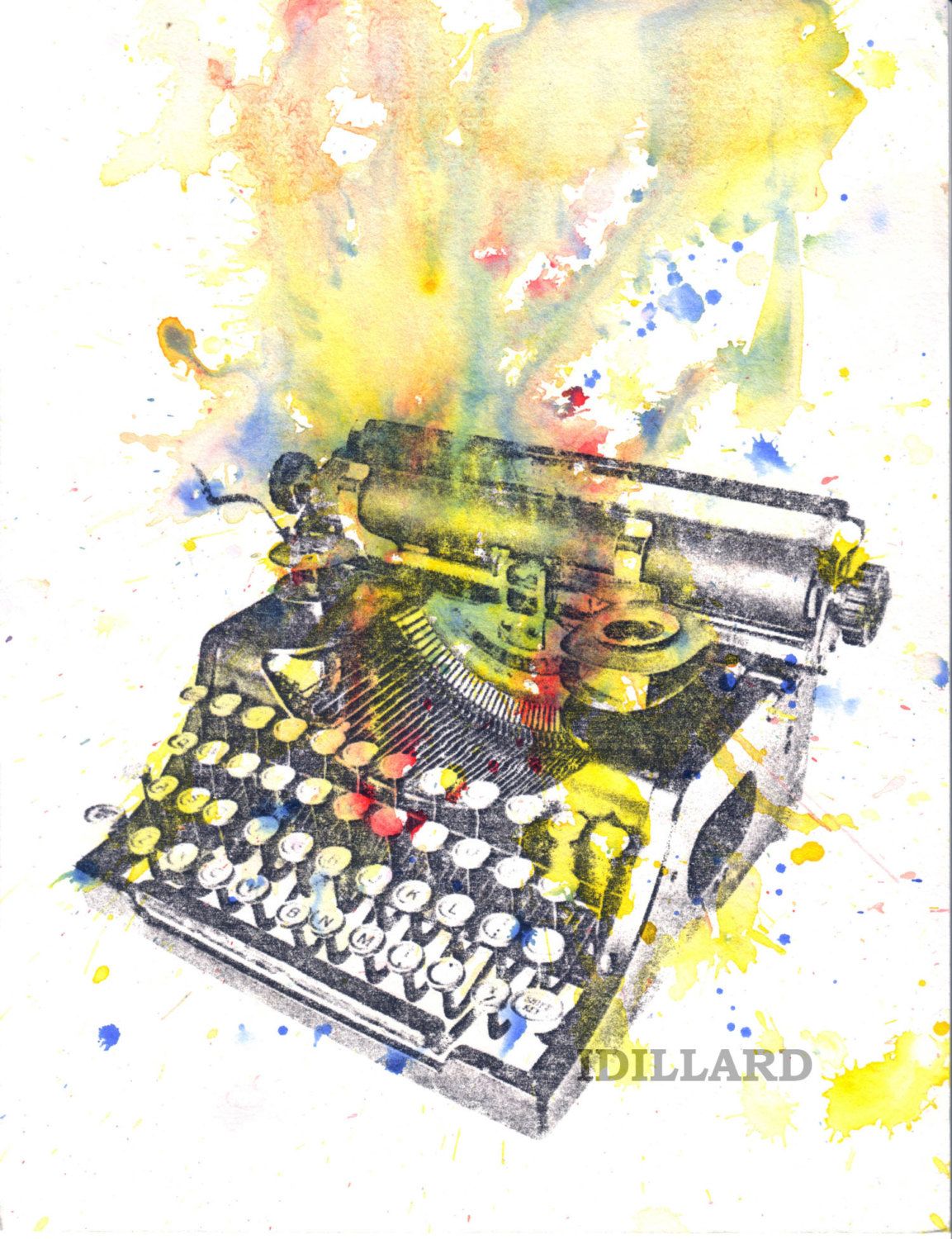 1153x1500 Typewriter Art Print Abstract Art Print From Original Watercolor