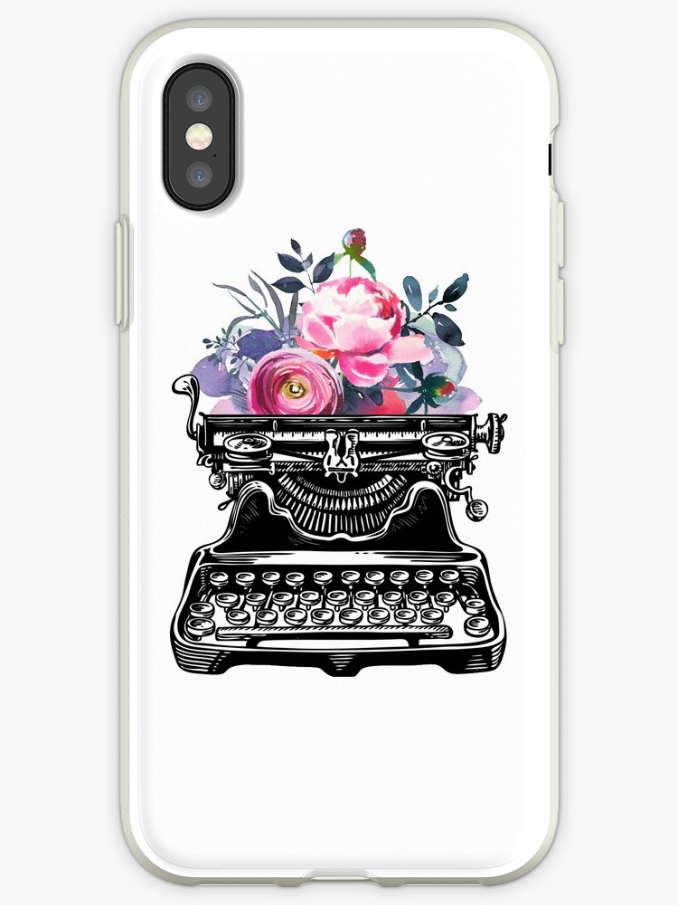 750x1000 Vintage Typewriter, Watercolor Flowers, Flowers, Watercolor