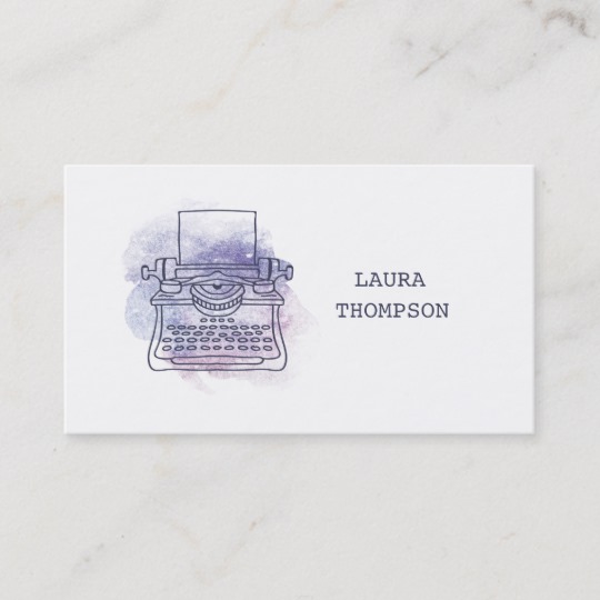 540x540 Watercolor Typewriter Writers Business Cards