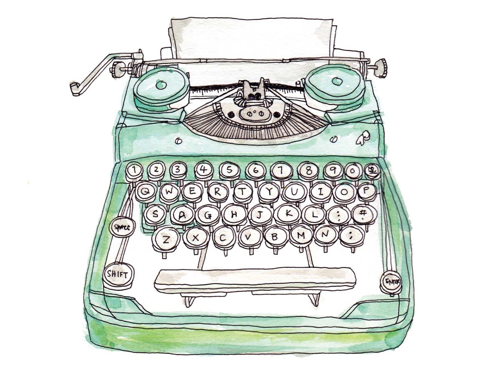 1600x1239 Dawn Tan Handmadelove! Typewriter! Watercolour