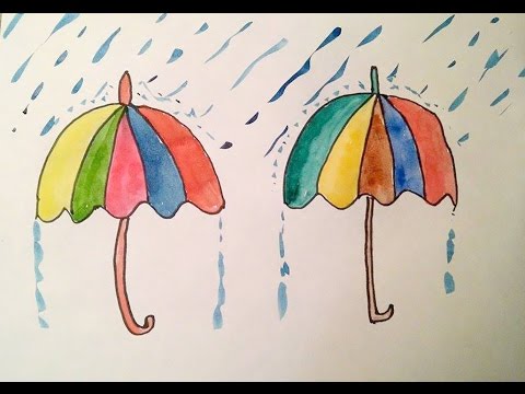 480x360 How To Draw An Umbrella And Color It With Watercolor For Kids