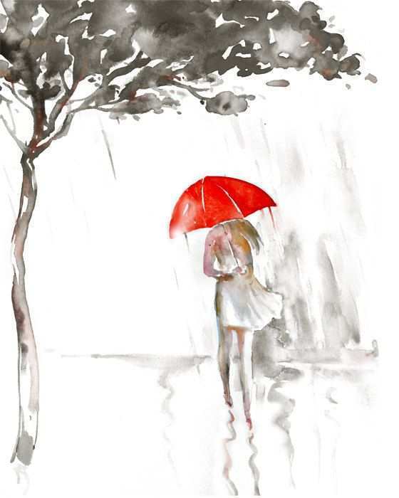 560x700 Umbrella Painting Beautiful Watercolor Painting Rain Red Umbrella