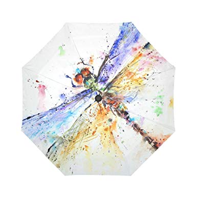385x385 Wece Watercolor Dragonflies Auto Folding Umbrella