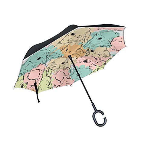 466x466 Alaza Watercolor Rabbit Bunny Inverted Umbrella, Large