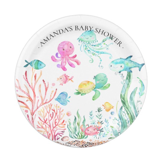 540x540 Watercolor Under The Sea Baby Shower 7 Plate