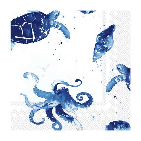 480x480 Blue And White Watercolor Under The Sea Small Napkins Geese
