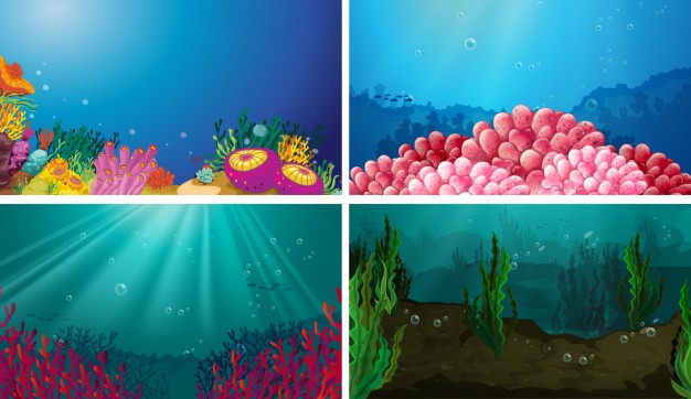 626x362 Illustration Of Underwater Scene Set Vector Free Download