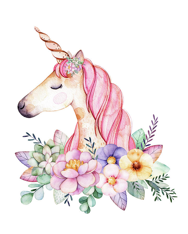 721x900 Magical Watercolor Unicorn Digital Art By Lisa Spence
