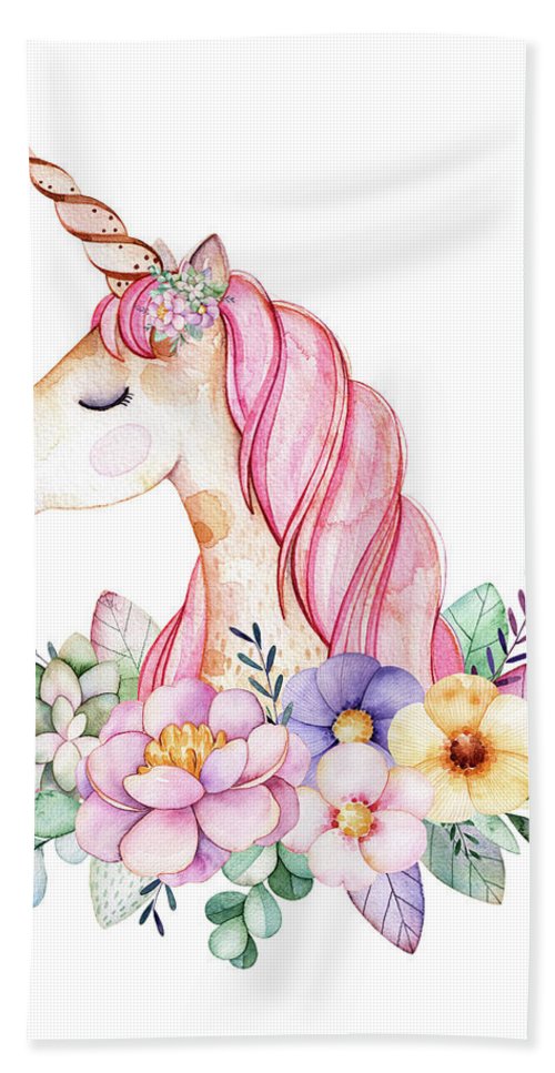 500x967 Magical Watercolor Unicorn Hand Towel For Sale By Lisa Spence