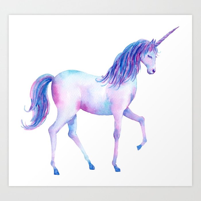 700x700 Watercolor Unicorn 2 Art Print By Irislynn Society6