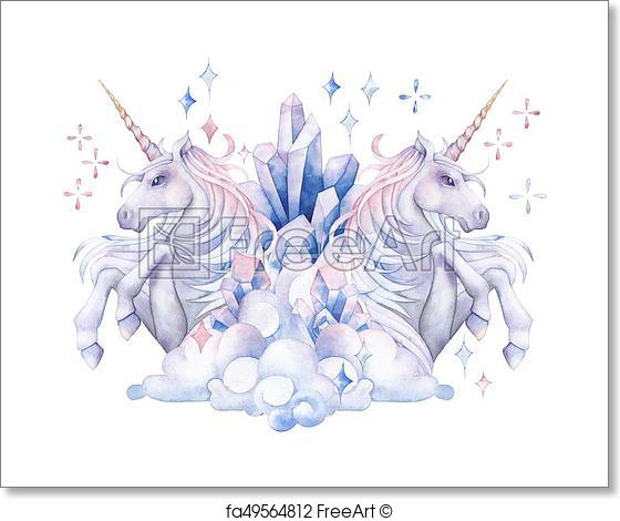 560x470 Free Art Print Of Cute Watercolor Unicorn. Cute Watercolor Unicorn
