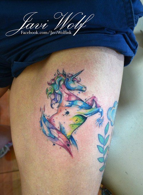 500x682 Watercolor Unicorn By Javi Wolf Tattoo Unicorns