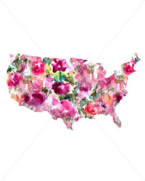 Watercolor Usa Map