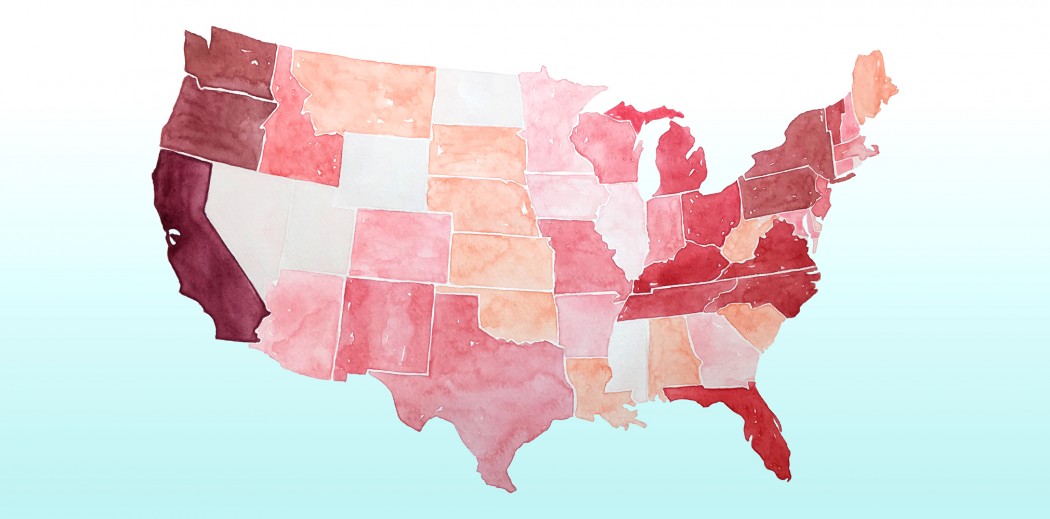 1050x519 Results For Watercolor Usa Map