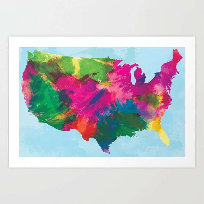 700x700 Watercolor U.s.a. Map Art Print By Champagne Society6