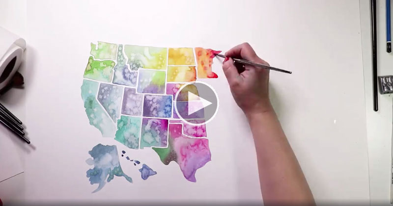 800x420 Watercolor Usa, A Timelapse