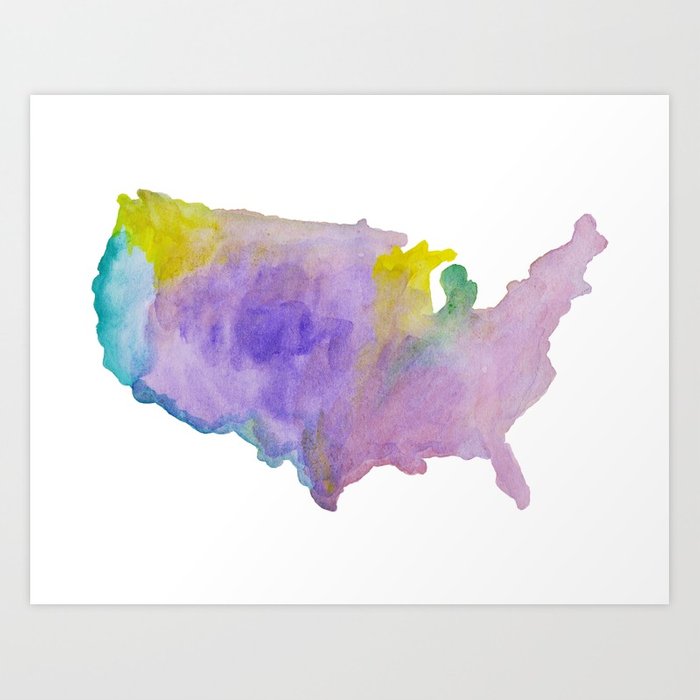 700x700 Watercolor Usa Map Series 1 Art Print By Anahay Society6