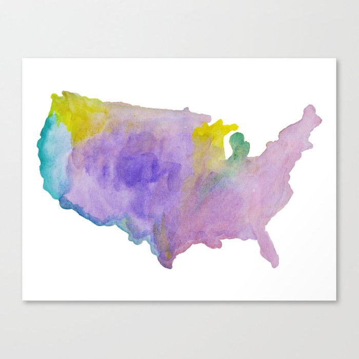 700x700 Watercolor Usa Map Series 1 Canvas Print By Anahay Society6
