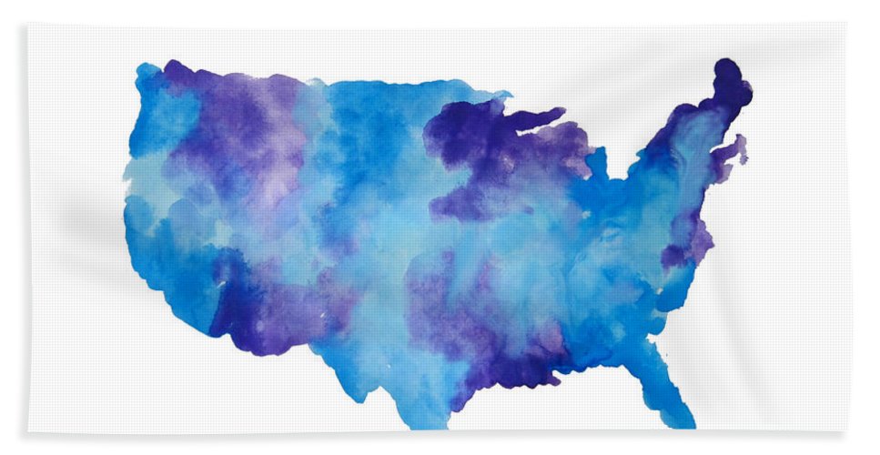 967x500 Watercolor Usa Map Hand Towel For Sale By Michelle Eshleman