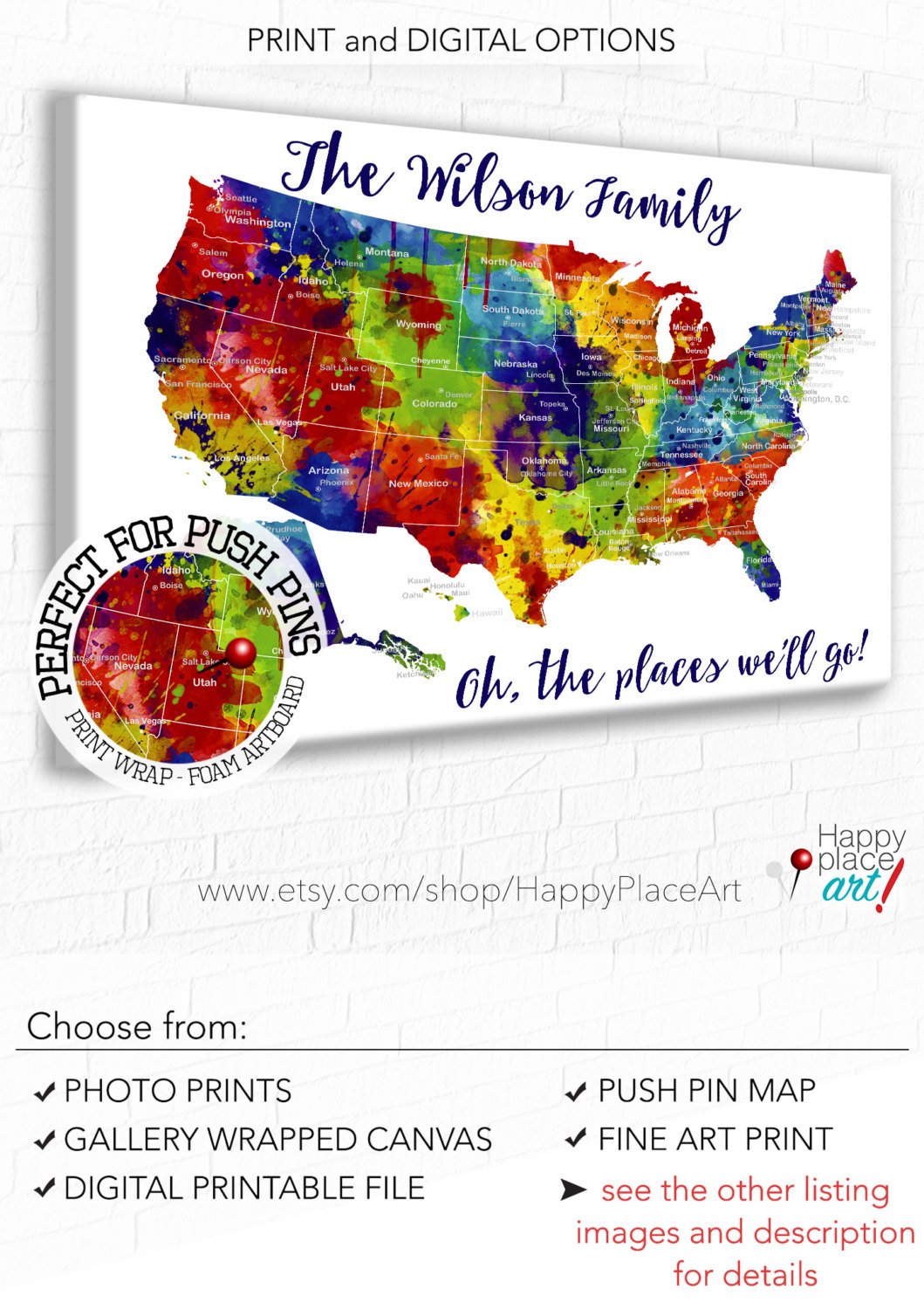 1059x1500 Large And Bright, Family Travel Map. Usa Map With States And Major