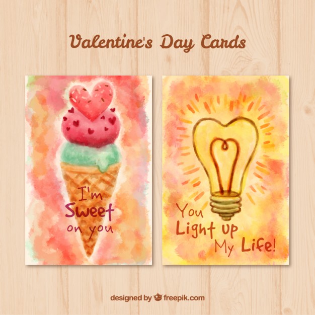626x626 Watercolor Original Valentine Cards Vector Free Download