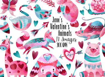 350x258 Watercolor Valentines Day Animals By Digitalartsi Tpt