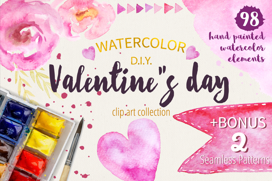 1160x772 Watercolor Valentine Collection