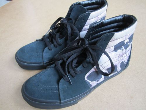500x375 Original Vans Sk8 Hi Canvas Suede Trainers, Watercolor Skull, Us
