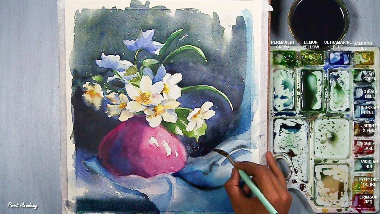 1280x720 How To Paint A Beautiful Flower Vase In Watercolor
