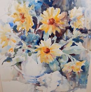295x300 Janet Rogers Original Watercolor Floral Vase Painting Ebay