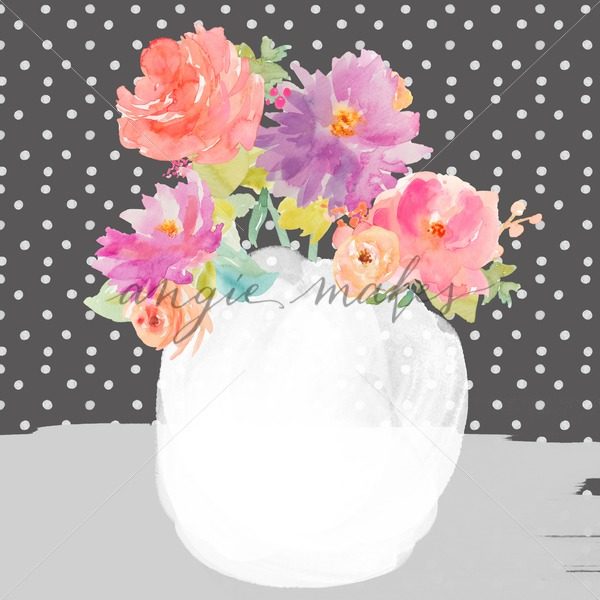 600x600 Printable Watercolor Still Life Artwork. Painted Watercolor