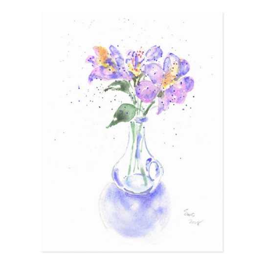 540x540 Little Vase With Flowers Watercolor On A Postcard