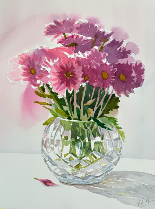 500x674 Flower Vase Watercolor Fresh Flowers In A Vase Watercolor Painting