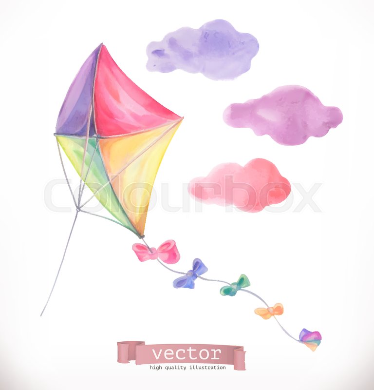 768x800 Kite. Watercolor Vector Illustration Stock Vector Colourbox