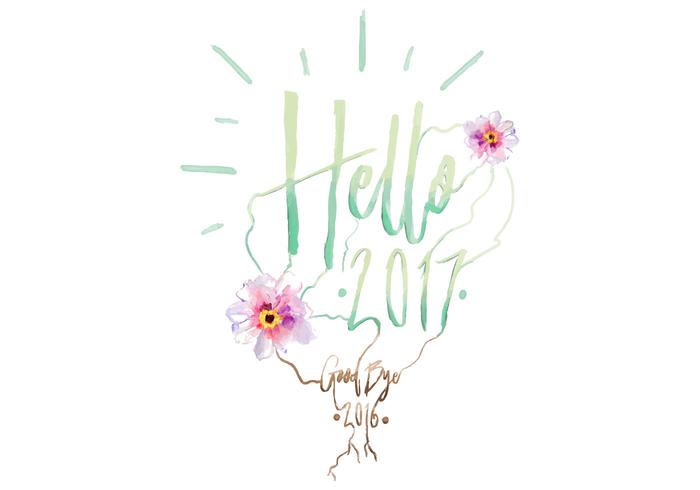 700x490 Free Hello 2017 Watercolor Vector