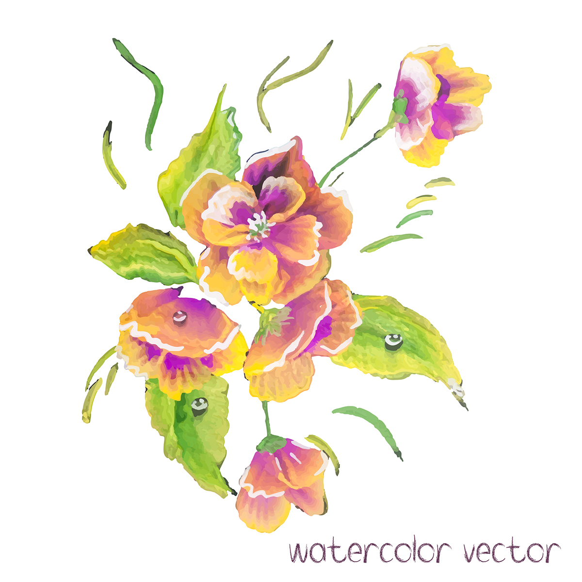 1200x1200 Watercolor Vector Flowers. Vector Watercolour Flowers. On Behance