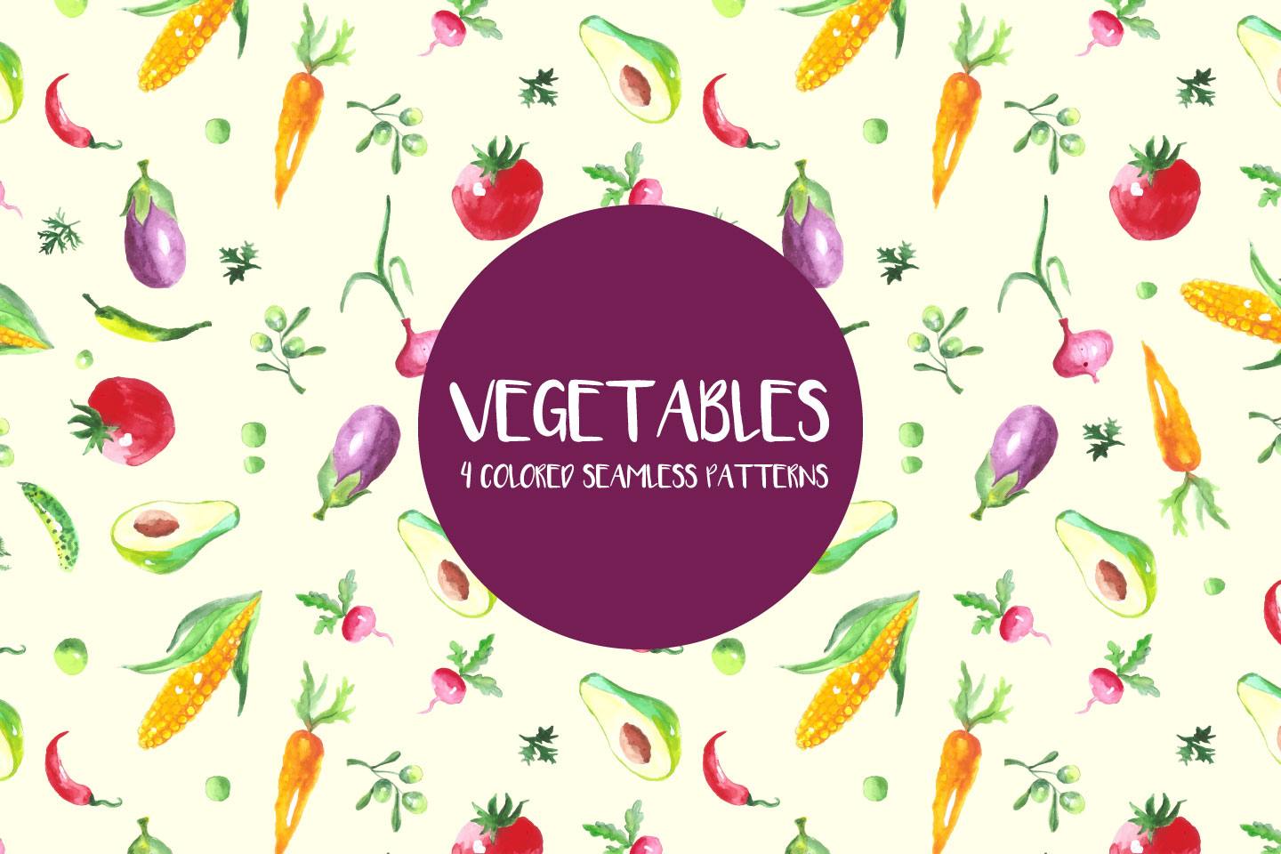 1440x960 Watercolor Vegetables Vector Seamless Free Pattern
