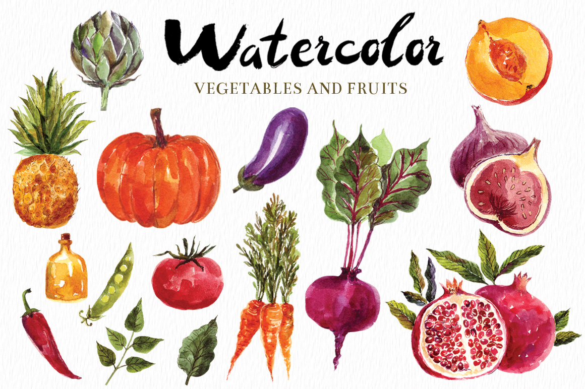 1160x772 Watercolor Vegetables Amp Fruits