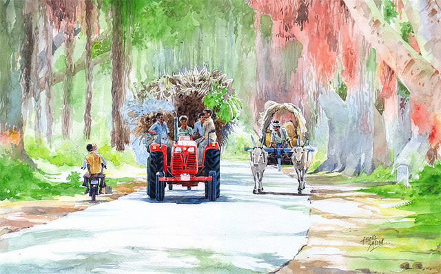 640x398 Village Path Watercolor 16 X 10 Watercolor On Paper.