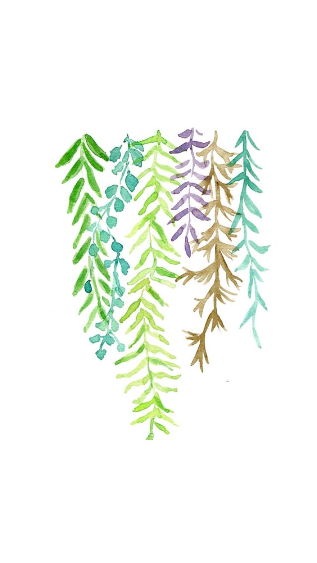640x1136 Watercolor Vines Wallpaper In 2018 Watercolor
