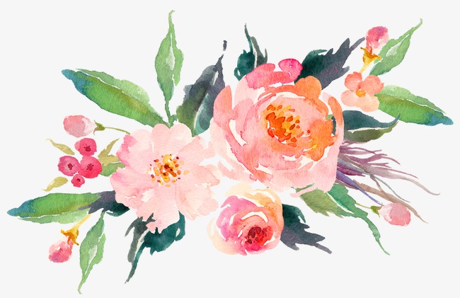 650x421 Vintage Watercolor Pink Flower Elegant, Watercolor Clipart, Flower
