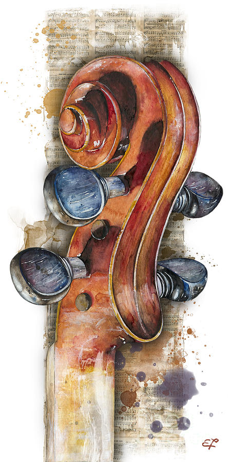 450x900 Violin 02 Elena Yakubovich Painting By Elena Yakubovich