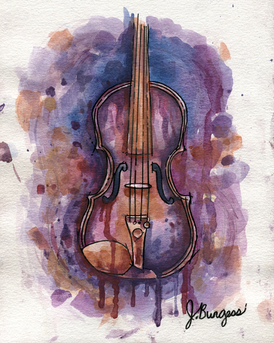 564x707 Watercolor Violin Tears Of The Soul By J. Burgess By Art Hack On