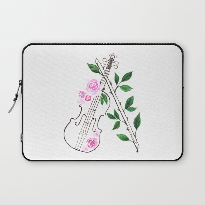 700x700 Musical Instrument, Violin Watercolor Painting Laptop Sleeve By